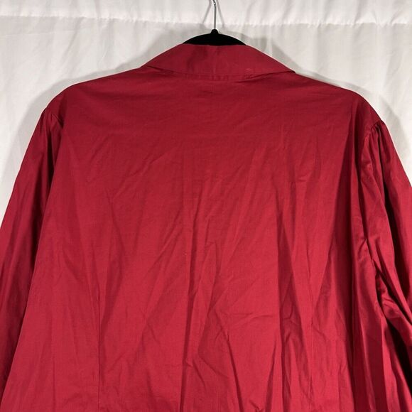 New St John's Bay Blouse Women's 2X Red Button Up Long Sleeve Vneck Collared - Picture 8 of 9